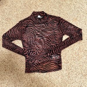 Garage Mesh Long sleeve Mock Neck Tiger Print (size medium)
